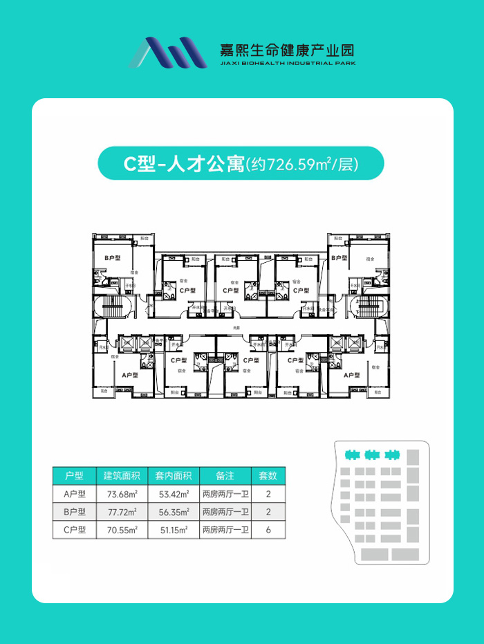 C型-人才公寓(约726 59㎡/层)